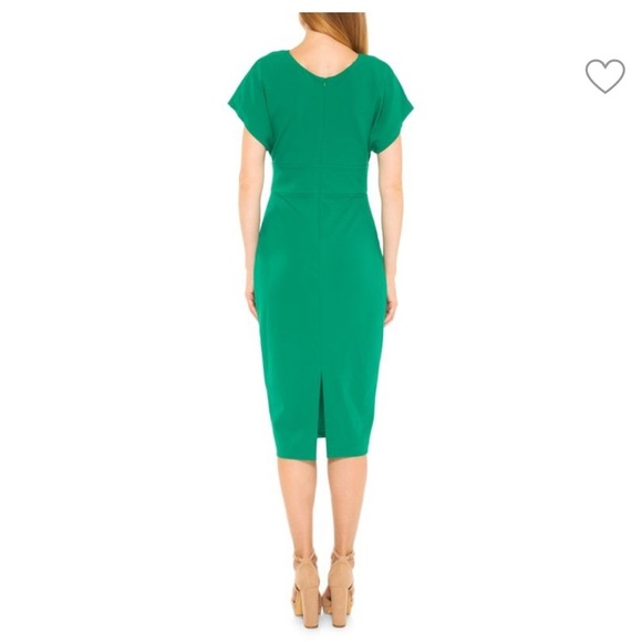 ALEXA ADMOR sexy Dress V Neck Naomi Draped Sheath Emerald midi size S - Picture 5 of 11